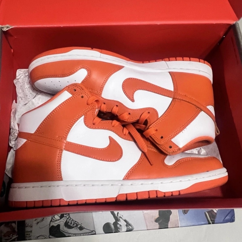 Nike Orange and White High-Top Sneakers
